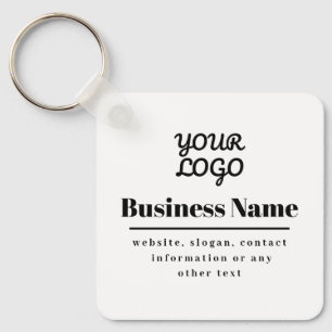 Your Logo Retro-Modern White & Black Keychain