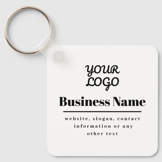 Your Logo Retro-Modern White & Black Keychain (Front)
