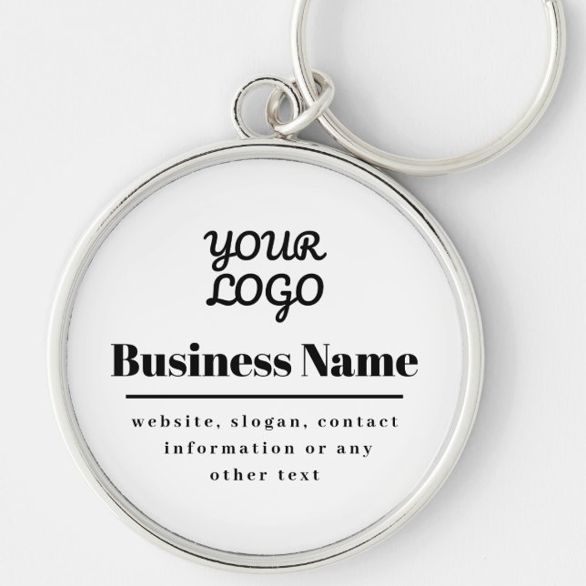 Your Logo Retro-Modern White & Black Keychain (Front)