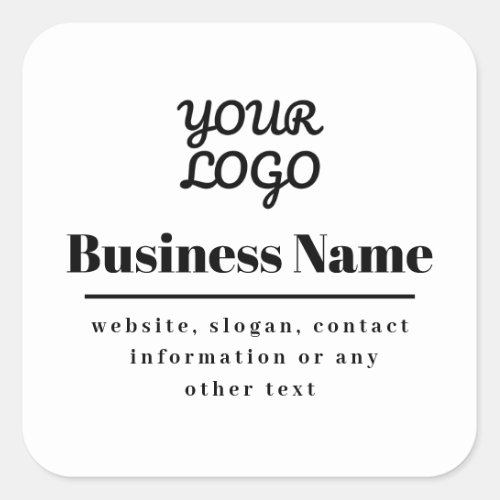 Your Logo Retro_Modern White  Black Square Sticker