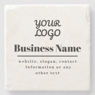 Your Logo Retro-Modern White & Black Stone Coaster
