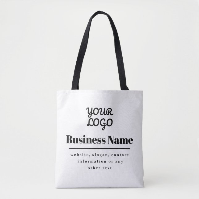 Your Logo Retro-Modern White & Black Tote Bag (Front)