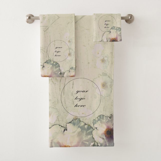 Your Logo Rustic Charm Tree Peony  Bath Towel Set (Insitu)