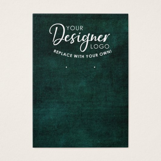 Your Logo Rustic Grunge Teal Earring Holder Card (Front)