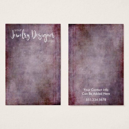 Your Logo Rustic Raspberry Earring Holder Card (Front & Back)