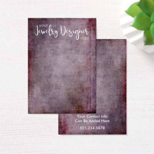 Your Logo Rustic Raspberry Earring Holder Card (Desk)