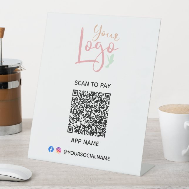 Your Logo Scan to Pay  Pedestal Sign (In SItu)