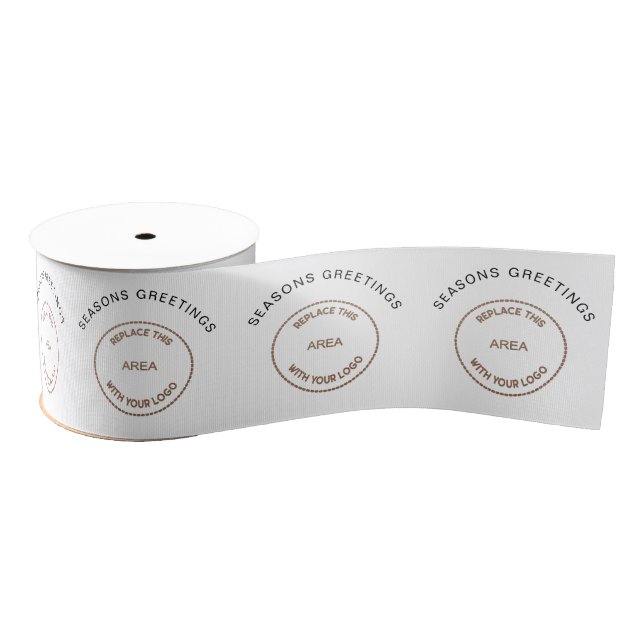 Your Logo Seasons Greetings Corporate Christmas Grosgrain Ribbon (Spool)