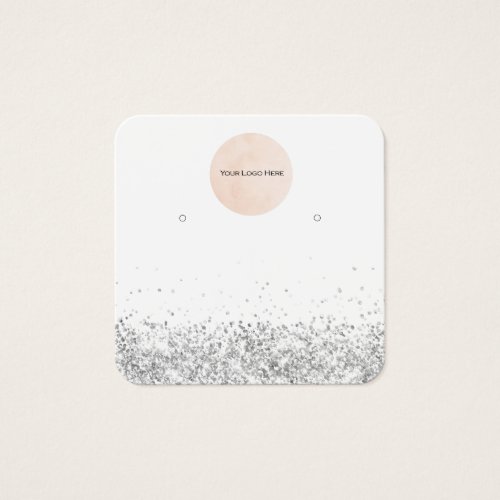 Your Logo Silver Glitter Earring Display Card
