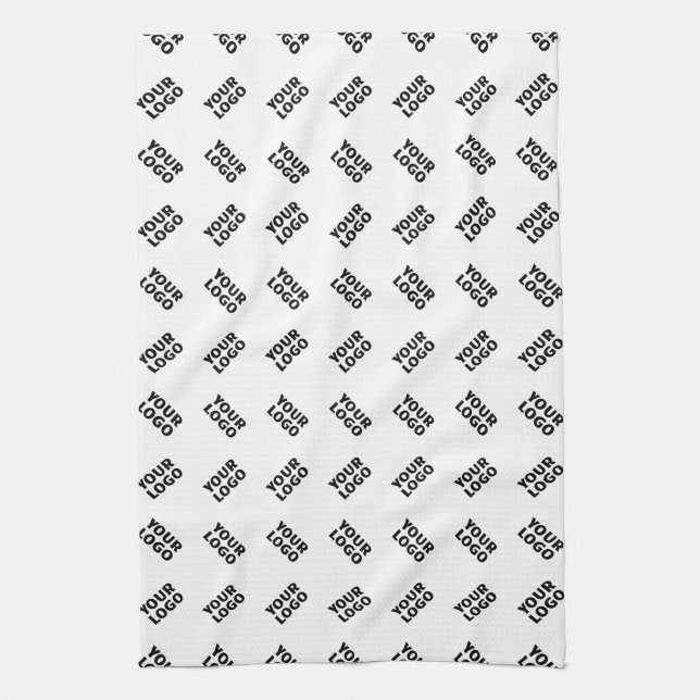 Your Logo | Simple Alternating Repeating Pattern Kitchen Towel (Vertical)