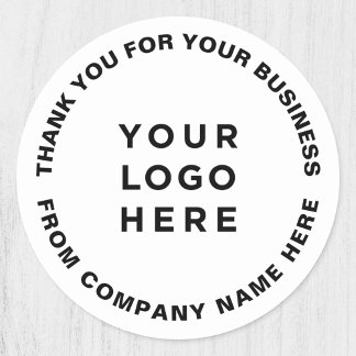 Your Logo Simple and Professional Thank you Classic Round Sticker