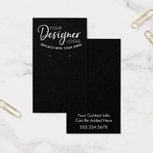 Your Logo Simple Black Earring Holder Card