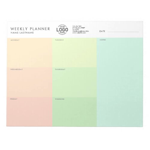Your Logo Simple Colorful Undated Weekly Planner Notepad