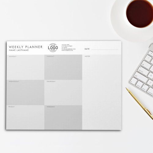 Your Logo Simple Grey Undated Weekly Planner Notepad