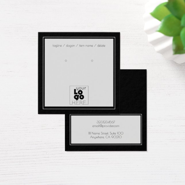 Your Logo Simple Modern Black Earring Display Card (Desk)