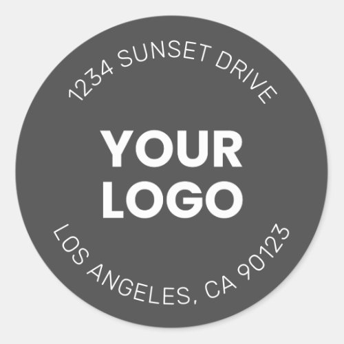 Your Logo  Simple Modern Dark Grey  White Classic Round Sticker