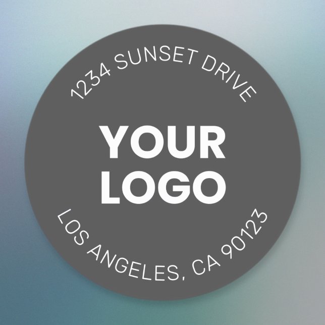 Your Logo | Simple Modern Dark Grey & White Classic Round Sticker (Creator Uploaded)