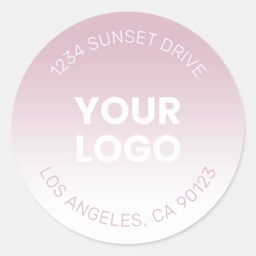 Your Logo  Simple Modern Dusty Lavender Ombre Classic Round Sticker