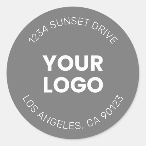 Your Logo  Simple Modern Grey  White Classic Round Sticker