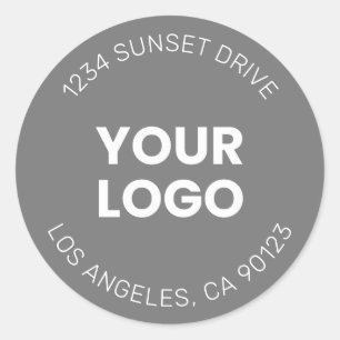 Your Logo Simple Modern Grey & White Classic Round Sticker
