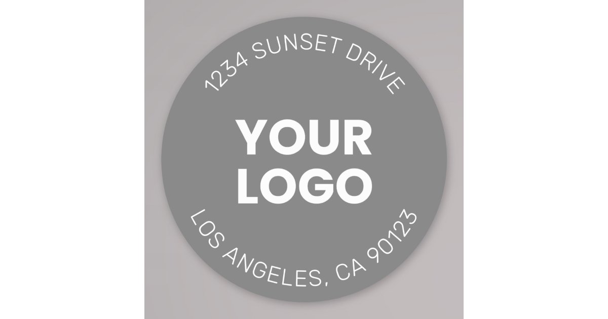 Your Logo | Simple Modern Grey & White Classic Round Sticker | Zazzle