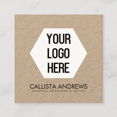 Your Logo Simple Modern Kraft Paper Typography Square Business Card