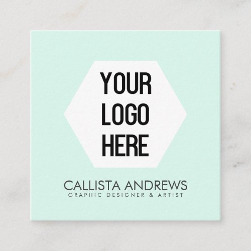 Your Logo Simple Modern Mint Black Typography Square Business Card