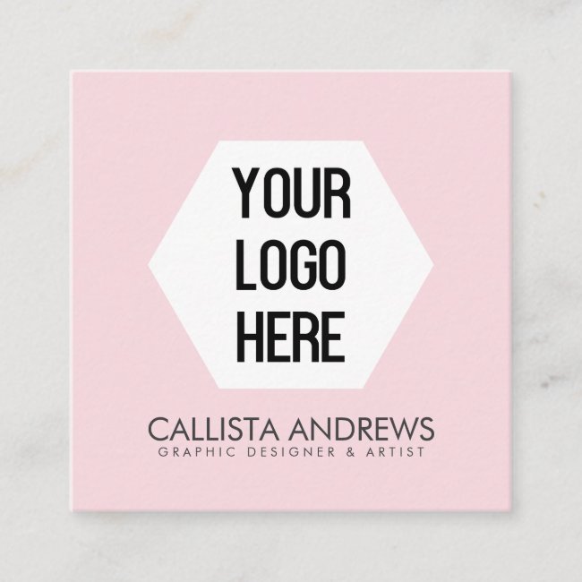 Your Logo Simple Modern Pink Black Typography Square Business Card