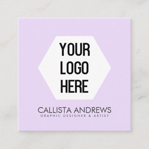 Your Logo Simple Modern Purple Black Typography Square Business Card