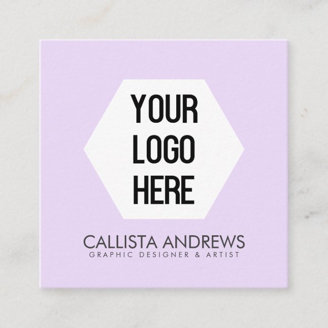 Your Logo Simple Modern Purple Black Typography Square Business Card (Front)