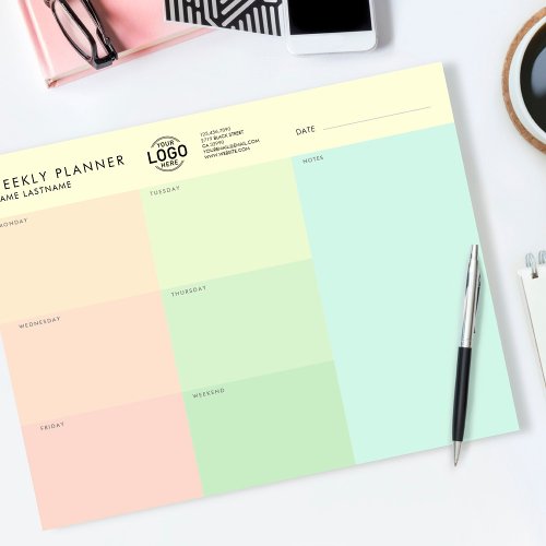 Your Logo Simple Pastel Undated Weekly Planner Notepad