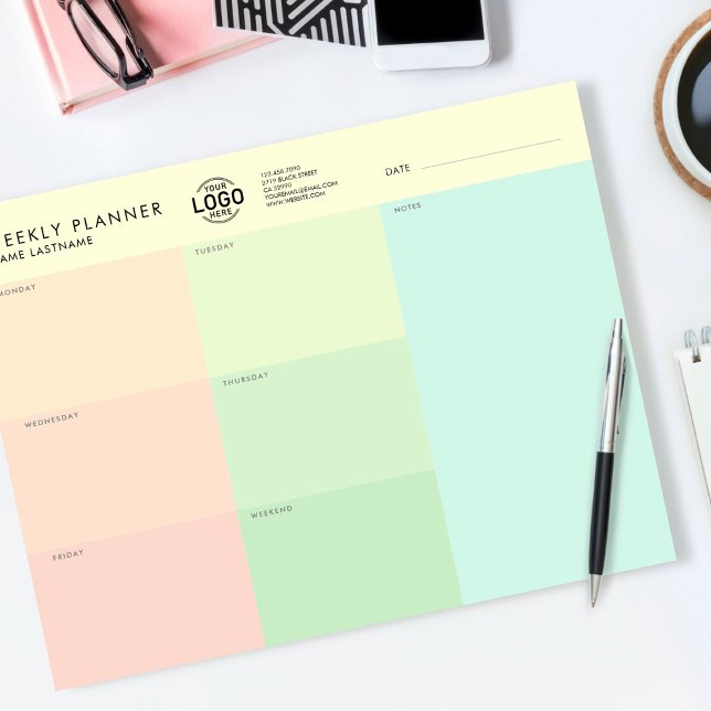 Your Logo Simple Pastel Undated Weekly Planner Notepad (Creator Uploaded)