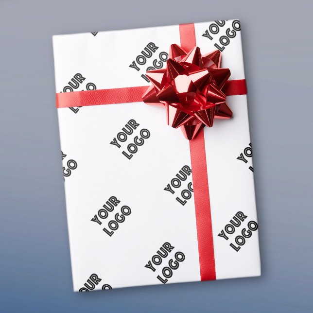 Your Logo | Simple Repeating Diagonal Logo Wrappin Wrapping Paper (Creator Uploaded)