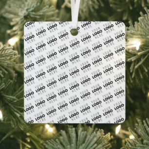 Your Logo Simple Repeating Diagonal Pattern Metal Ornament