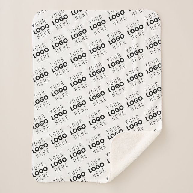 Your Logo Simple Repeating Diagonal Pattern Sherpa Blanket (Front)