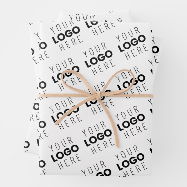 Your Logo Simple Repeating Diagonal Pattern Wrapping Paper Sheets (In situ)