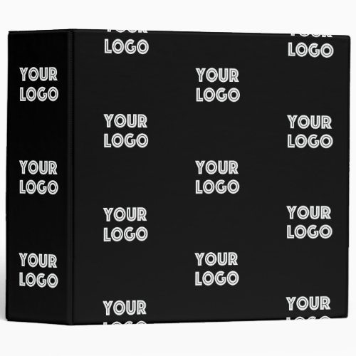 Your Logo Simple Repeating Logo  Black 3 Ring Binder