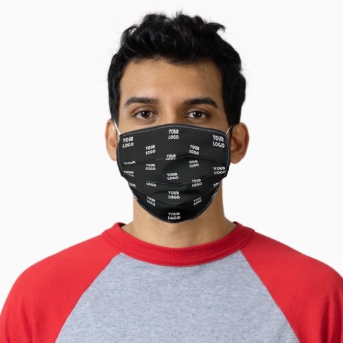 Your Logo Simple Repeating Logo  Black Adult Cloth Face Mask