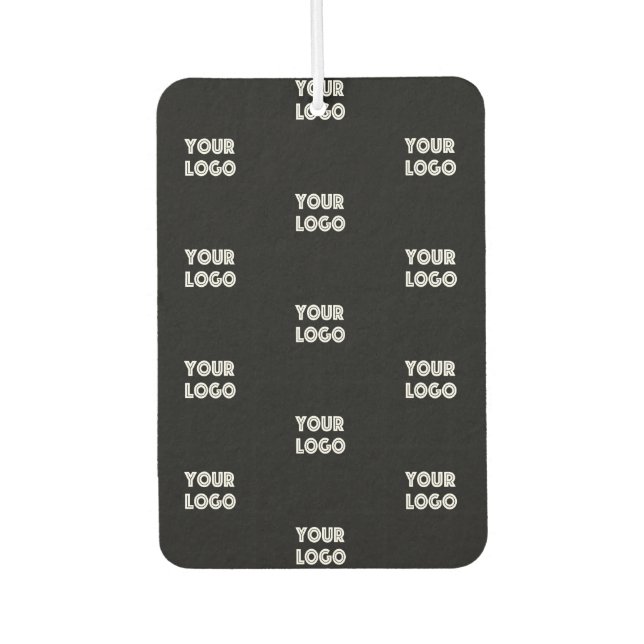 Your Logo Simple Repeating Logo | Black Air Freshener (Front)