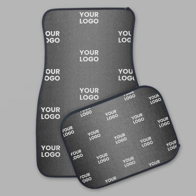 Your Logo Simple Repeating Logo | Black Car Floor Mat (Creator Uploaded)