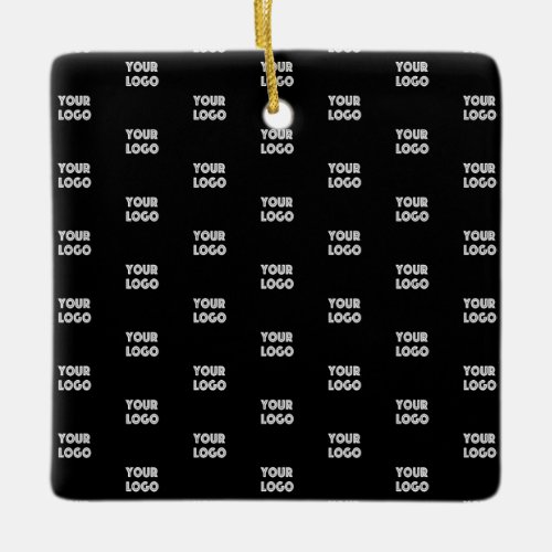 Your Logo Simple Repeating Logo  Black Ceramic Ornament