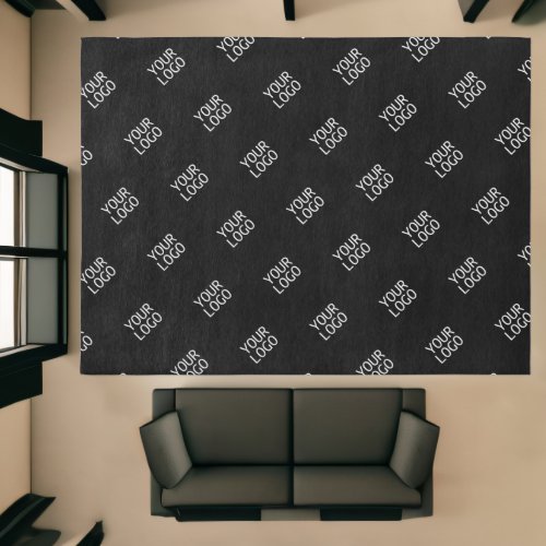 Your Logo Simple Repeating Logo  Black editable Rug