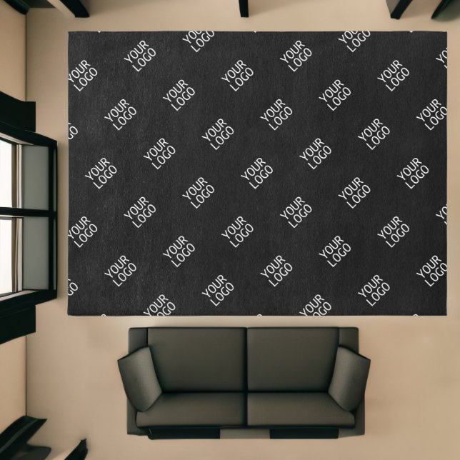 Your Logo Simple Repeating Logo | Black (editable) Rug (Insitu (Indoor 1))