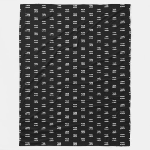 Your Logo Simple Repeating Logo  Black Fleece Blanket