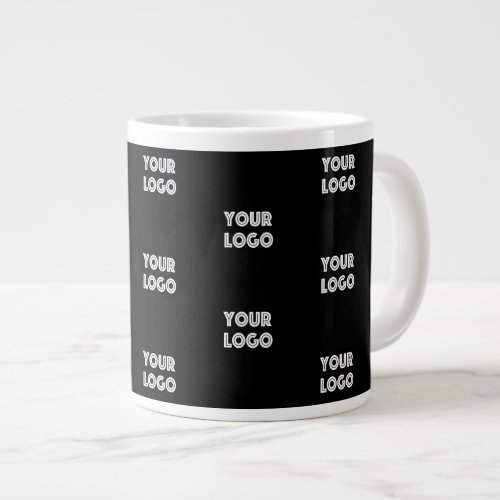 Your Logo Simple Repeating Logo  Black Giant Coffee Mug