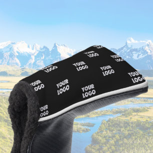 Your Logo Simple Repeating Logo   Black Golf Head Cover