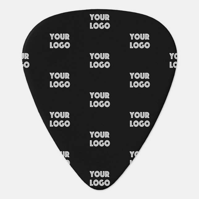 Your Logo Simple Repeating Logo | Black Guitar Pick (Front)