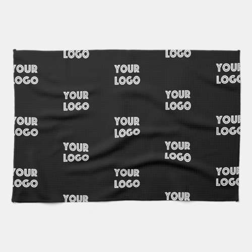 Your Logo Simple Repeating Logo  Black Kitchen Towel