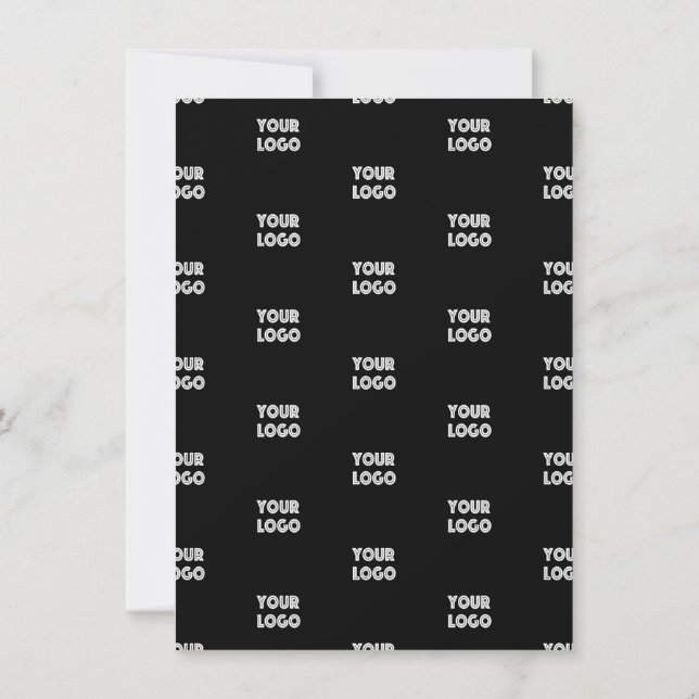 Your Logo Simple Repeating Logo | Black Note Card (Back)