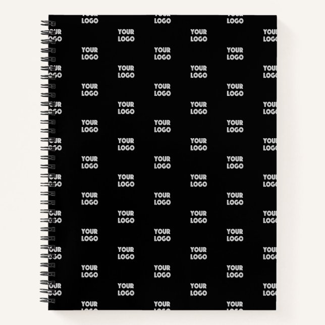 Your Logo Simple Repeating Logo | Black Notebook (Front)